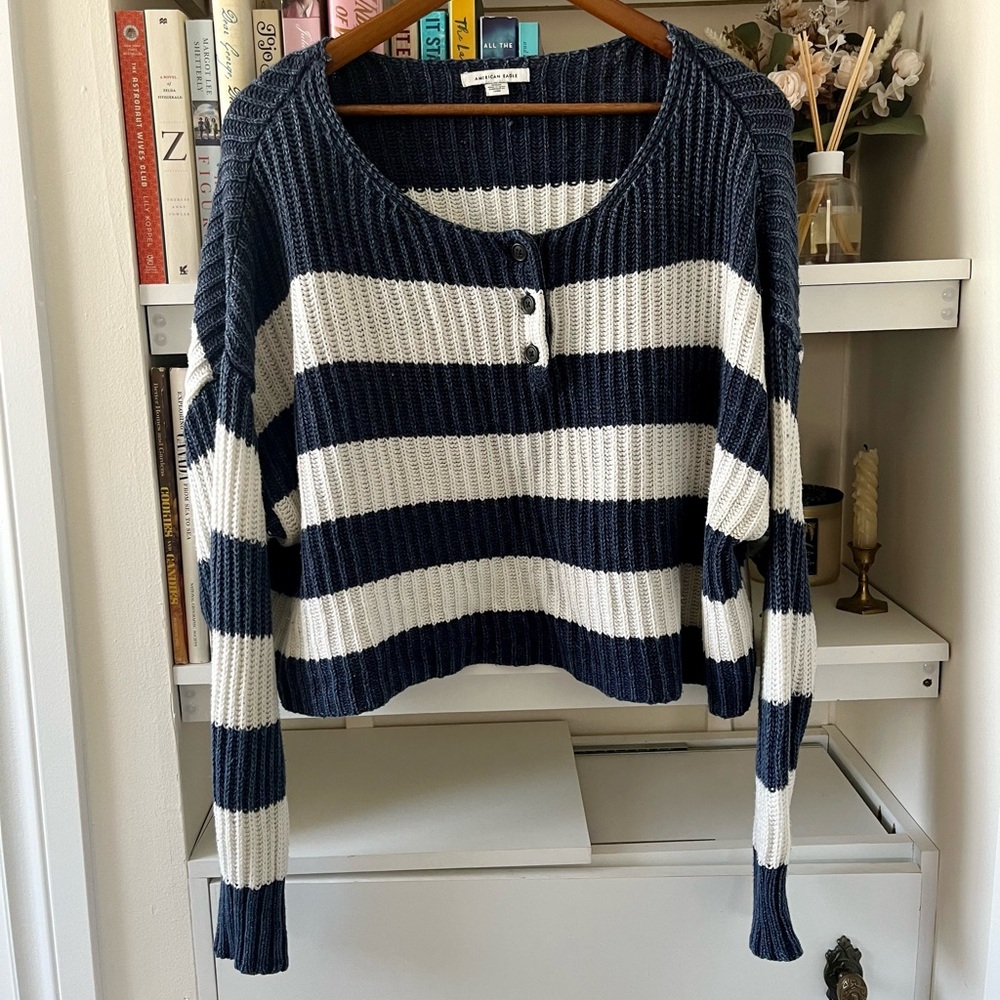 American Eagle Cropped Striped Sweater